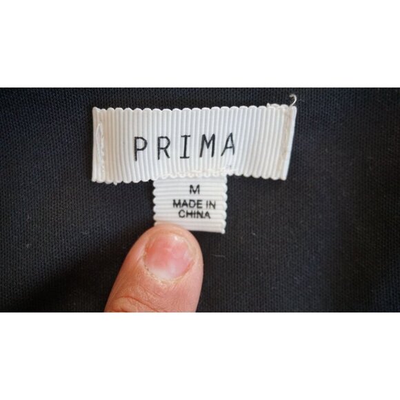 Prima Black Sequin Long Sleeve V-Neck Top With Scalloped Hem - Size M - Picture 6 of 8